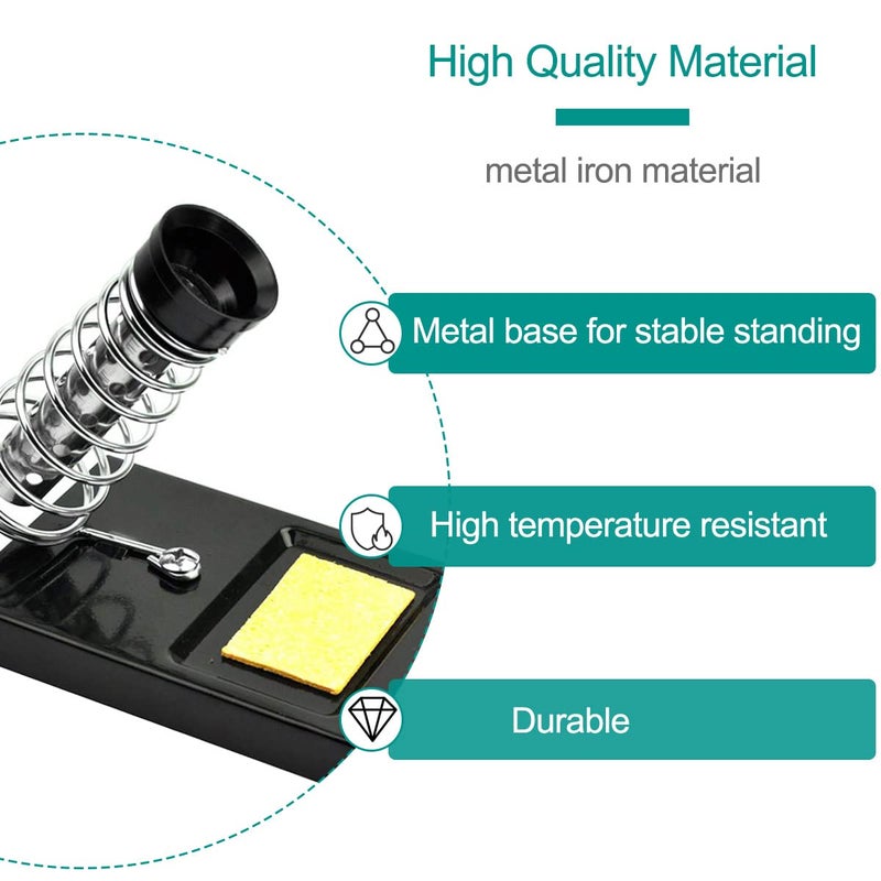 DKARDU Soldering Iron Holder Stand Solder Iron Base, with 10 Pcs Cleaning Sponge and 1 Pcs Brass Ball for Cleaning Soldering Iron Tip - Image 4